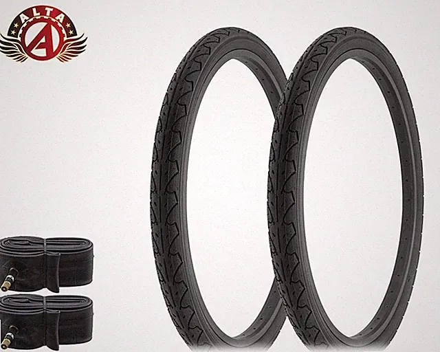 2 ALTA Bicycle 26" x 1.95" DURABLE BLACK SLICK CITY CAVALIER TIRES w/TUBES.