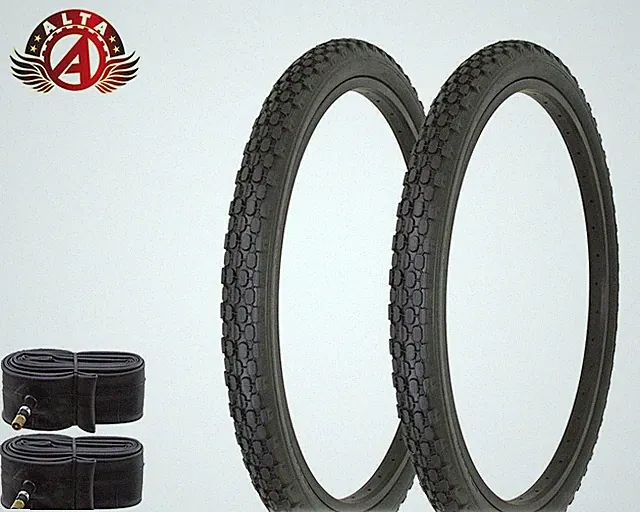 2 ALTA BICYCLE WIRE BEAD BLACK CRUISER TIRES 26x2.125 ROUGH KNOBBY TREAD w/TUBES