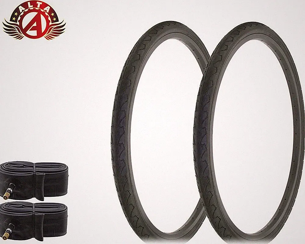 2 ALTA BICYCLE WIRE BEAD TIRE 26 x 1.50 BLACK CITY CAVALIER SMOOTH SLICK W/TUBES