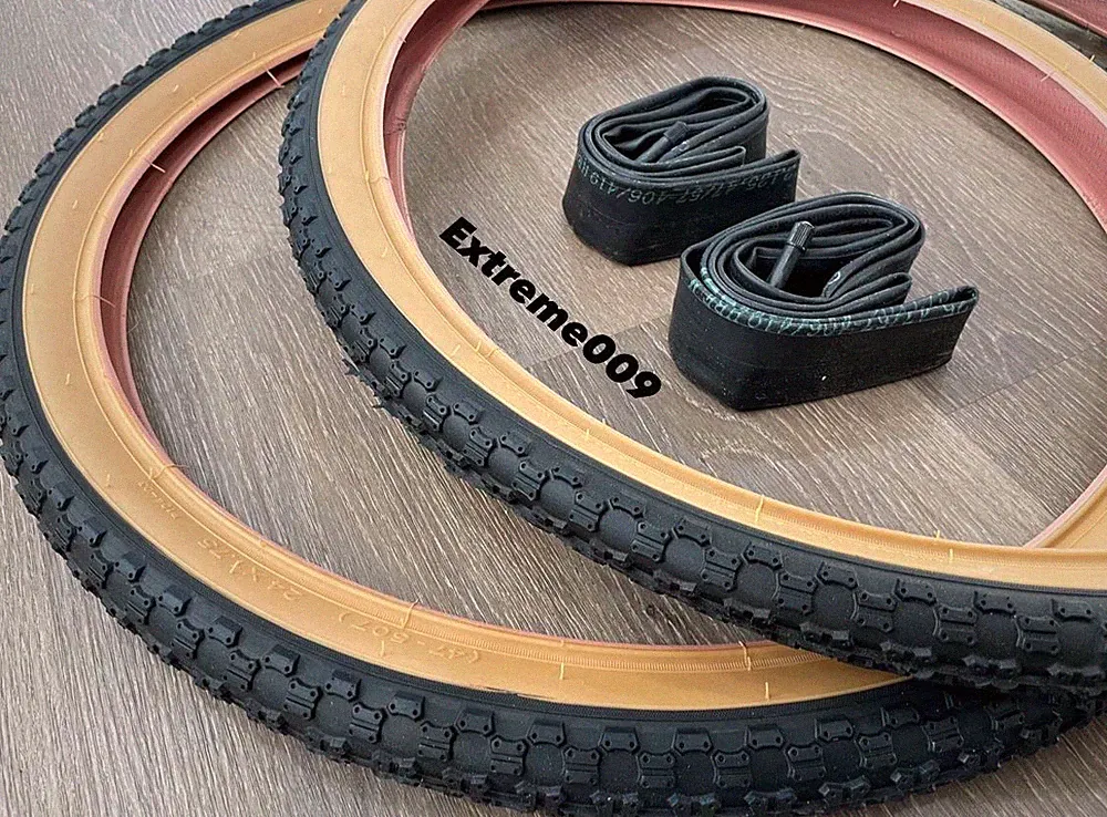 24" Pair of BMX Bicycle COMP3 BLACK Gumwall MX3 Tires & Tubes 24X1.75
