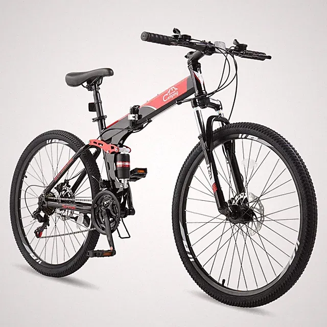 26" Foldable MTB Mountain Bike Bicycle Cycling 21 Speeds Black Unisex Adult