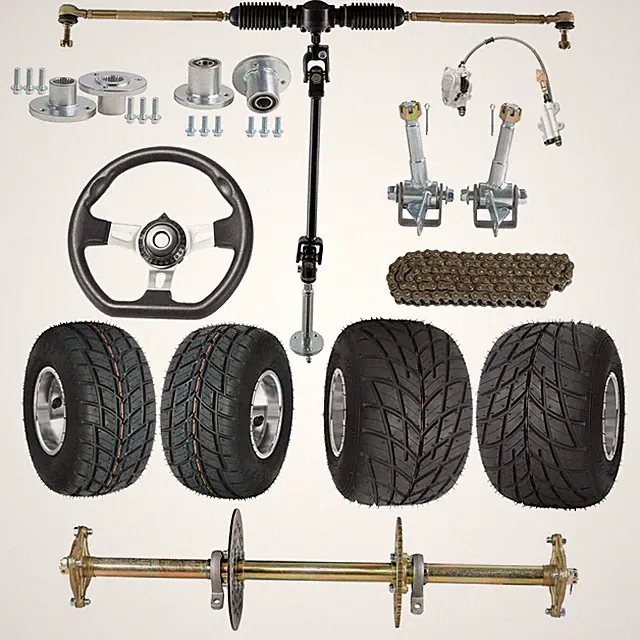 32" Rear Axle Kit 5" Wheels Sprocket Front Steering Drift Trike Go Kart ATV Bike