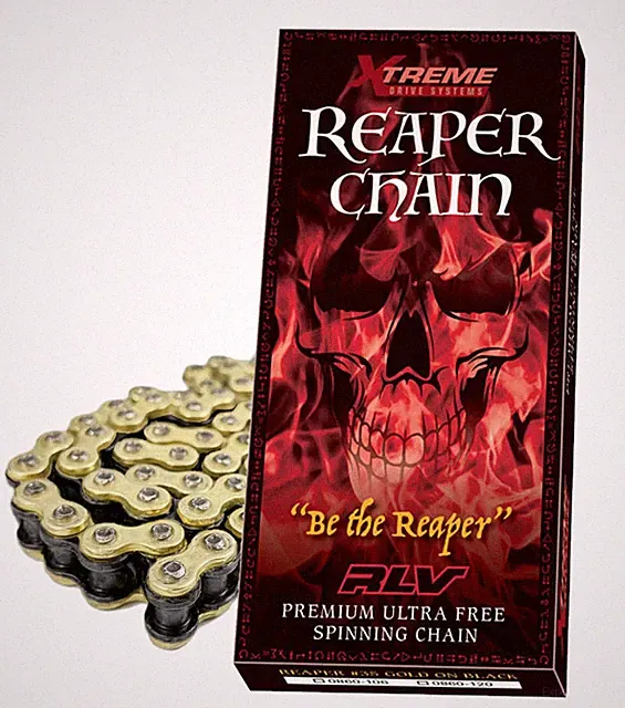 #35 RLV Reaper Chain Gold on Black 120 Link Go Kart Mini Bike Drift Trike
