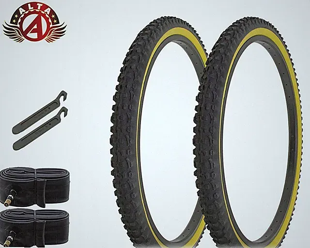 ALTA BICYCLE DURABLE TIRES 26 x 2.10 BLACK/GUM M.T.B BIKE ROUGH RUGGED 6pc SET.