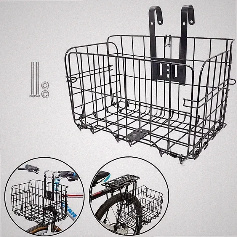 Bicycle Bike Basket Folding Metal Wire Handlebar Storage Carrier For Front Rear