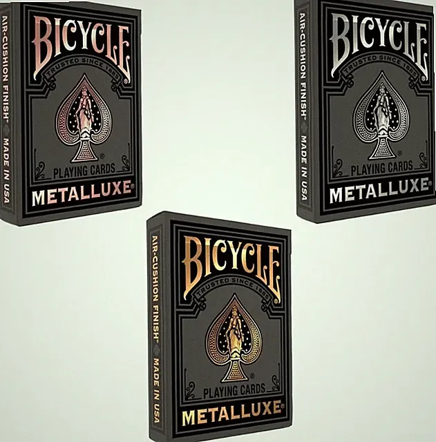 Bicycle Black Metalluxe Playing Cards 3-Pack: Gold, Silver, Rose Gold