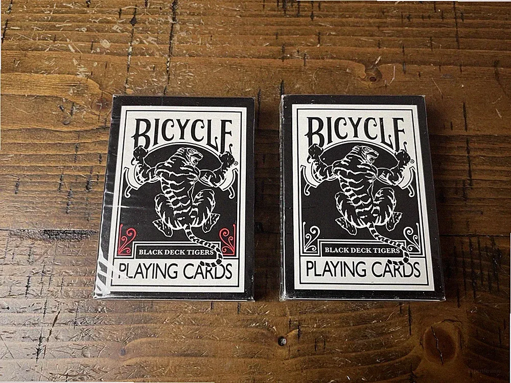 Bicycle Black Tiger Playing Cards 2 Deck Bundle V1 & V2 with Red Pips