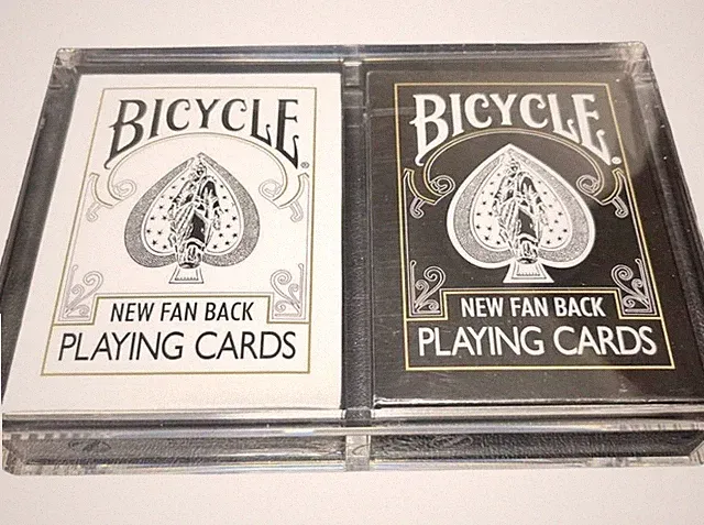 Bicycle New Fan Back Playing Cards White & Black 2 Deck Set USPCC Made USA