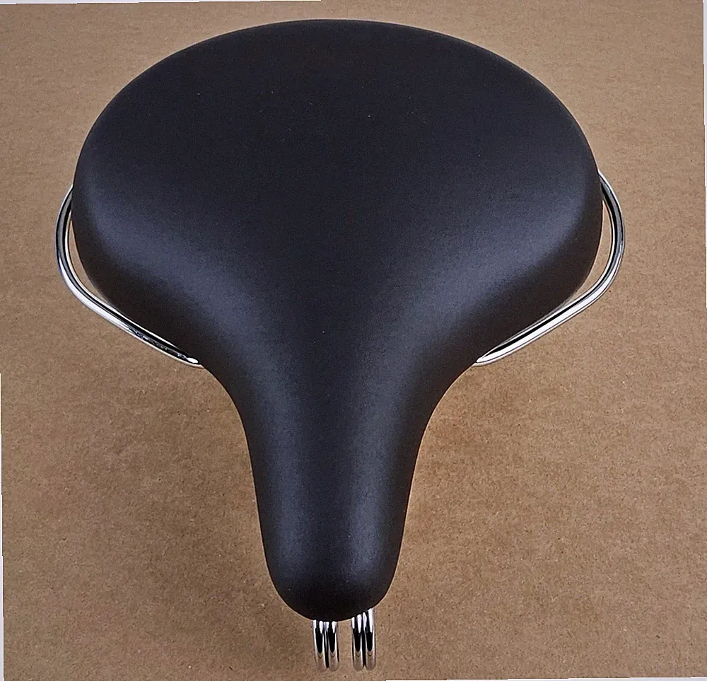 BLACK DELUXE CRUISER BICYCLE SADDLE W/ CRASH RAIL VINTAGE SCHWINN TANK BIKE SEAT