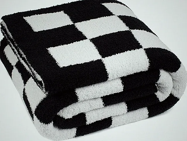 Carriediosa Checkered Throw Blanket 60" X 80" X 80", Check - Black/White
