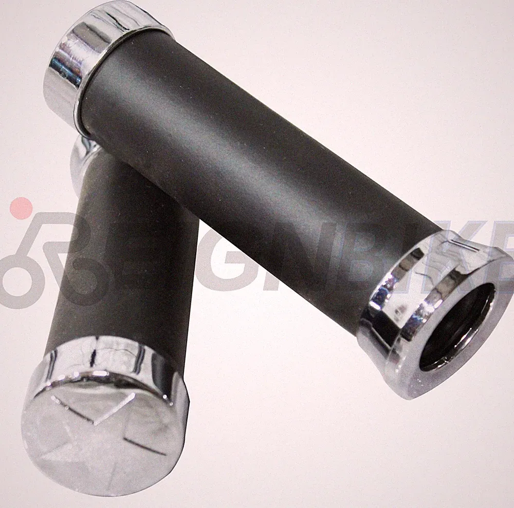 Chopper Cruiser Bicycle Handlebar Soft Grips Black with Chrome Color Star Style