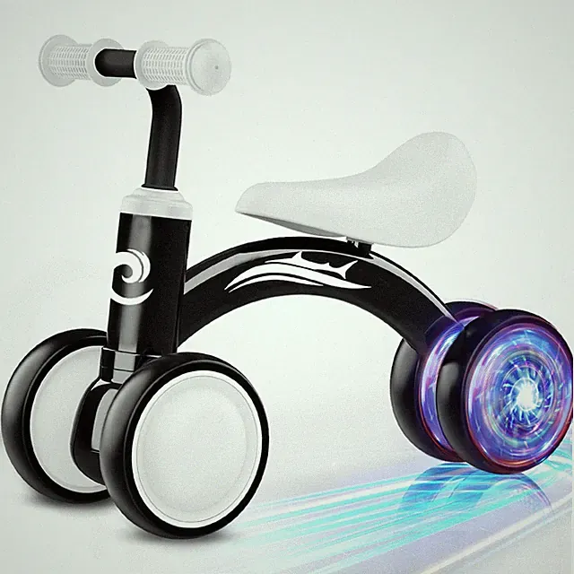 Colorful Lighting Baby Balance Bike Toys for 1 Year 10-36months Age, Black