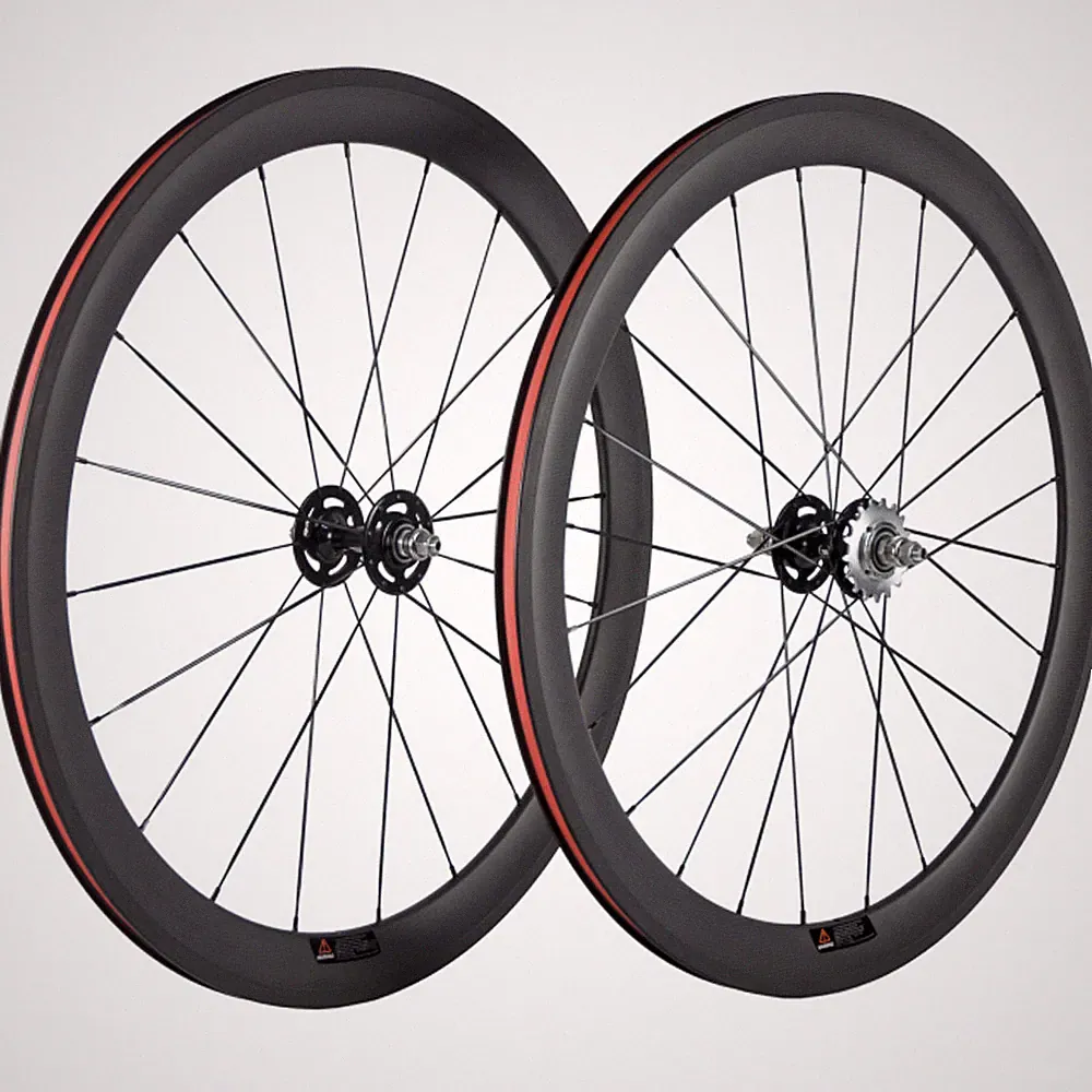 Fixed Gear Carbon Wheels 50mm Clincher Track Bike 700C Bicycle Wheelset 17T