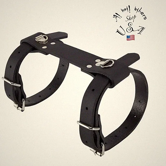 Genuine Leather Black Carry Strap Motorcycle Adjustable Belt Blanket Holder