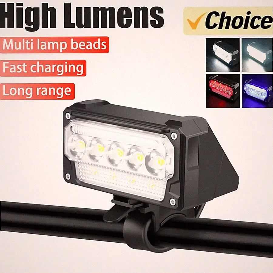 Light Bar Bike Headlight Bicycle Front Light Ultra-Bright LED USB Rechargeable
