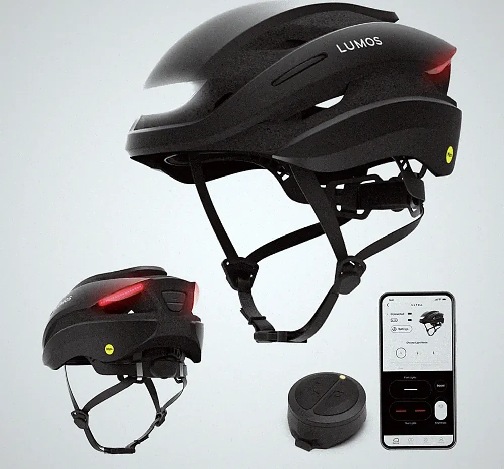 Lumos Smart Bicycle Helmet with Integrated Lights, Black, MIPS