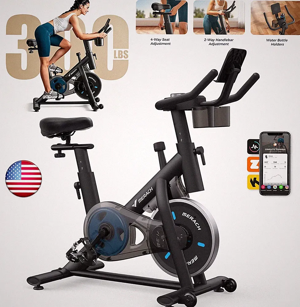 MERACH S26 Home Exercise Bike Quiet Stationary Fitness Bicycle Workout Fullbody