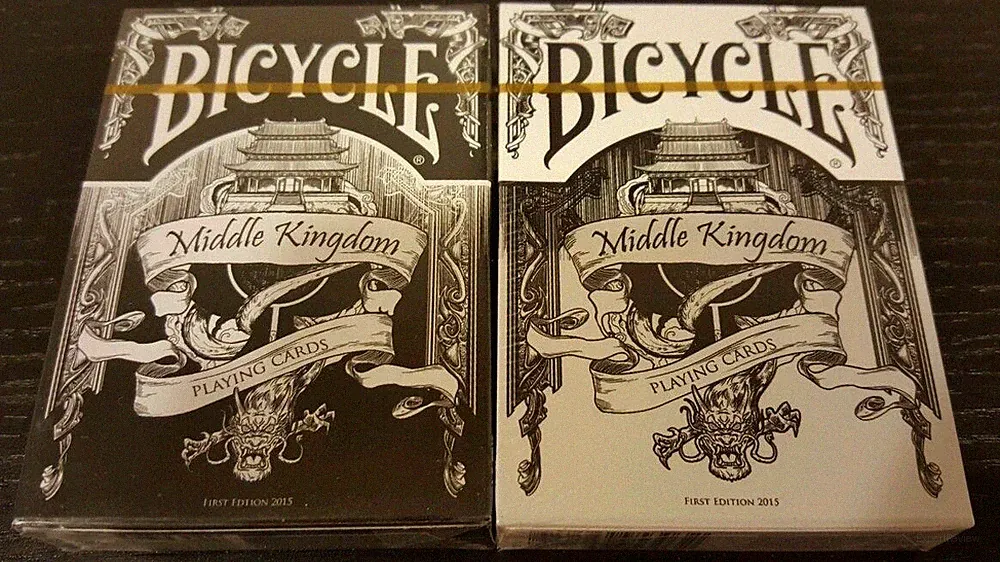 Middle Kingdom BICYCLE White & Black Gold GILDED Playing Cards Set | VERY RARE