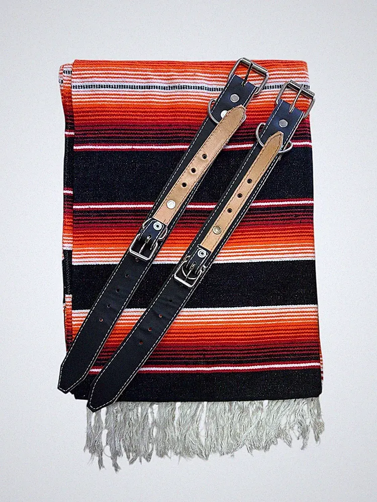 MOTORCYCLE BELT BLANKET HOLDER BIKER, MEXICAN,HAND MADE, ORANGE BLACK