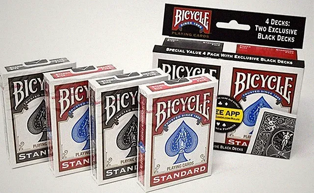 [NEW] Bicycle Playing Cards Special Value 4 Pack With Exclusive Black Decks QTY+