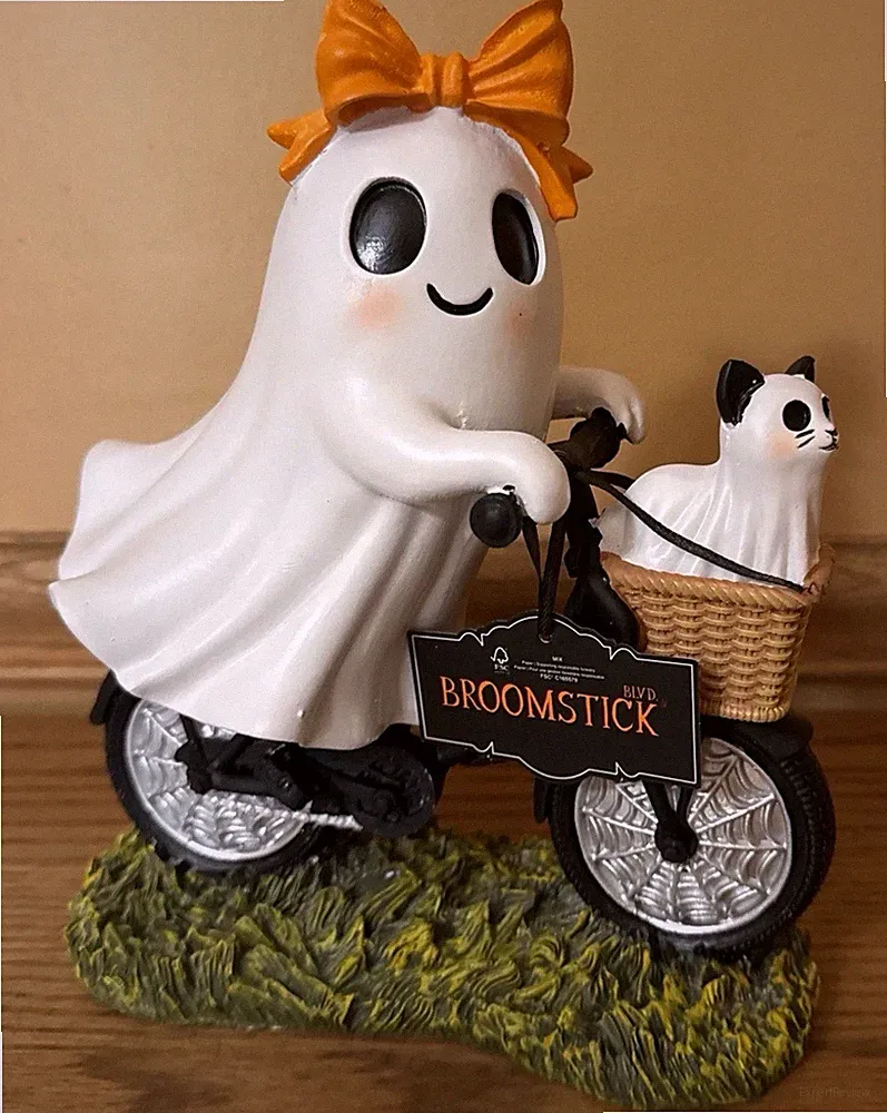 NEW Halloween Ghost Riding with Bicycle With Black Ghost Cat