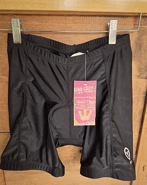 NWT CANARI Women's Padded Cycling Shorts Black w/ Light Pink Logo Size Small