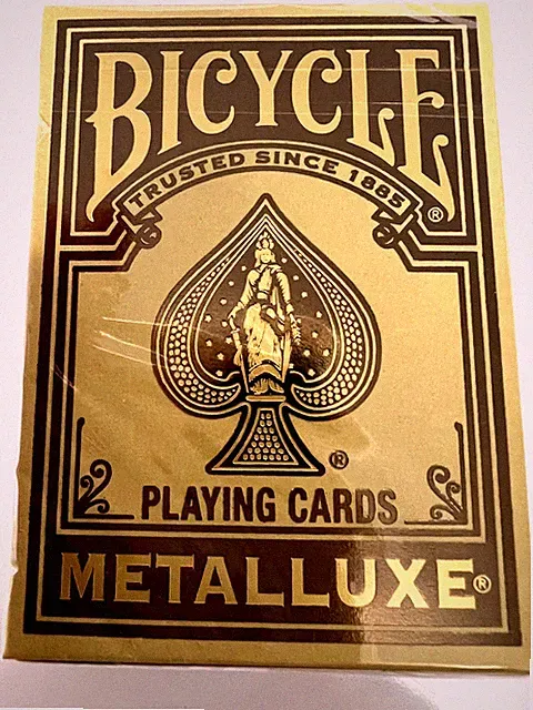 RARE! Bicycle Gold METALLUXE Playing Cards Poker Size Air Cushion & Made in USA