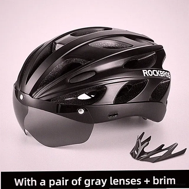 ROCKBROS Adult Bike Helmet with Visor&Goggles for Mountain Road Bicycle Helmet