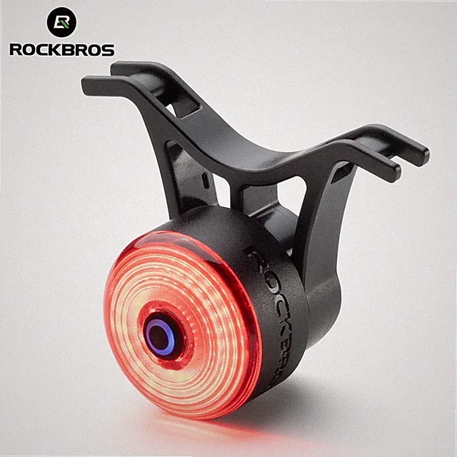 ROCKBROS Bike Handlebar End Plugs Light,Brake Sensing Rear Light, Rechargeable