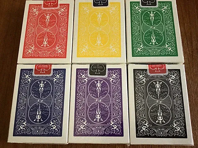 Set Of 6 Original Magicmakers Bicycle Decks Red Yellow Green Blue Violet Black!