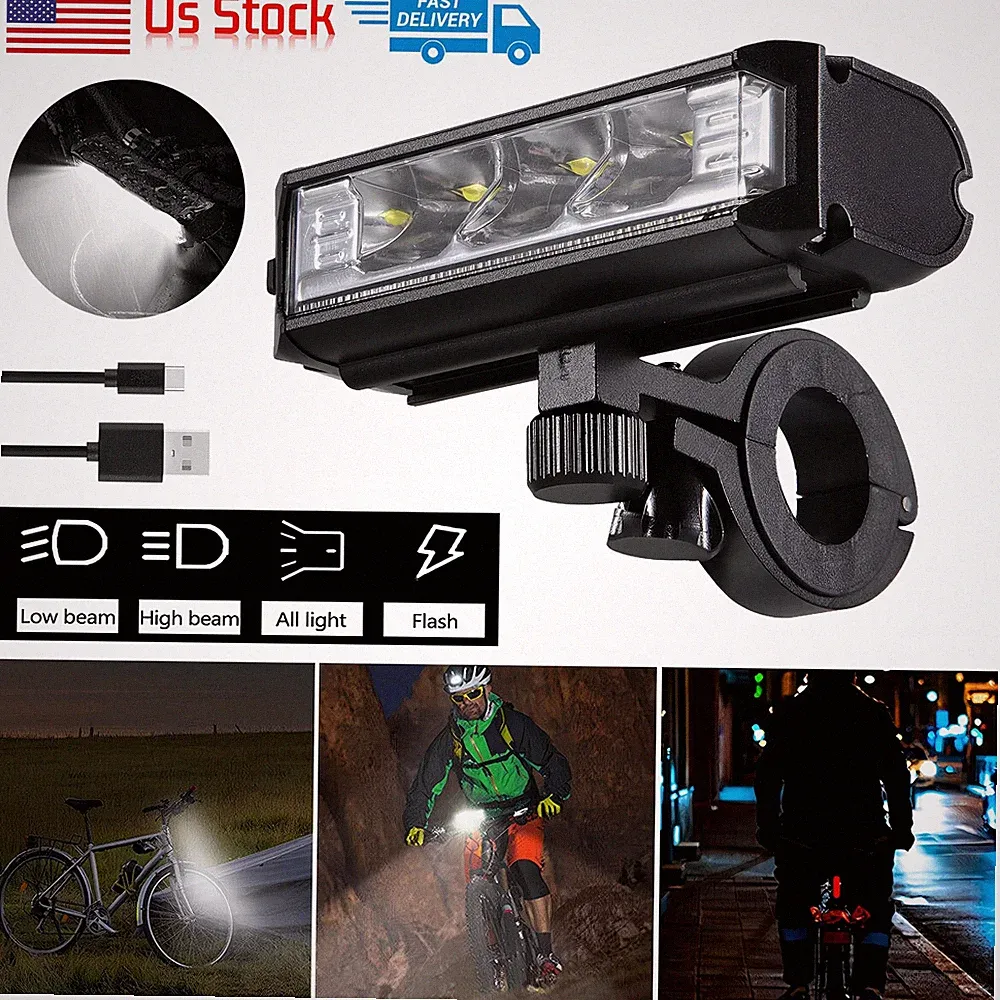 Super Bright LED Bike Light USB Rechargeable Bicycle Front Headlight Waterproof