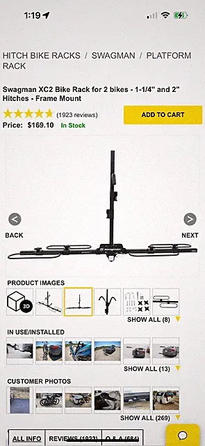 Swagman Xc2 Cross Country Two Bike Rack Hitch Mount 64650