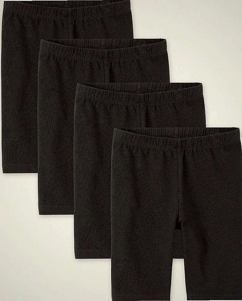 The Children's Place Girls Mix and Match Bike Shorts, Small, Black 4-pack