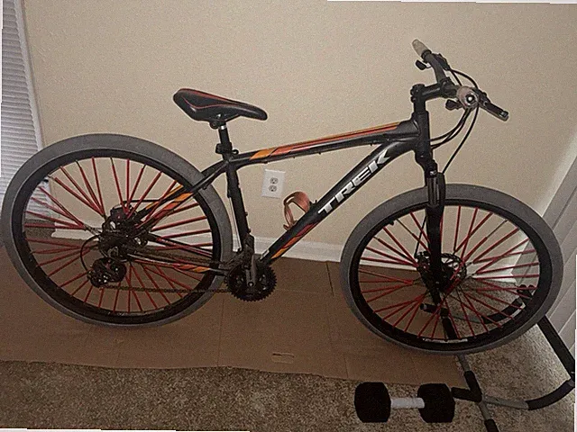Trek Hybrid Bike 700C Black Red Orange Disc Brakes Flat Bar Aluminum Frame