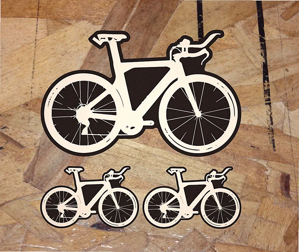 Triathlon Tri Bike Sticker Decal Black/White Graphic Bicycle Road bike 3 for 1