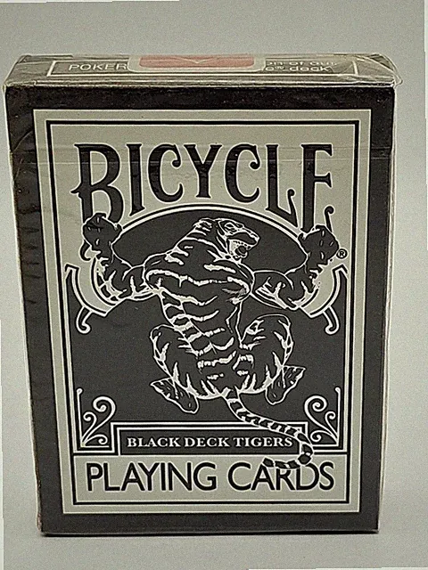 Vtg Bicycle Black Deck Tigers Playing Cards V.2 Poker 808 Ellusionist White Pips
